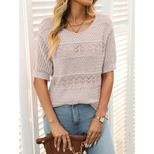 Load image into Gallery viewer, Women’s Short Sleeve Crochet Knit Hollow-Out Top