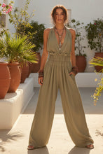 Load image into Gallery viewer, Women's V-Neck Halter Jumpsuit | Sleeveless Open Back Waist-Cinching