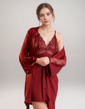 Load image into Gallery viewer, Luxurious Lace Satin Bridal Lingerie Set with Nightgown & Robe - 7 Colors Next Day Shipping