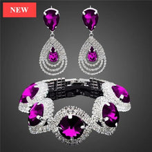 Load image into Gallery viewer, Luxury Woman Elegant Wedding Bridal Jewelry Sets For Women Rhinestone Austrian Crystal Jewelry Set Bracelet Earrings Set