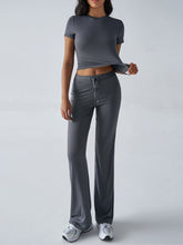 Load image into Gallery viewer, Crew Neck Short Sleeve Top & Full-Length Pants Set – Solid Color, 10 Colors