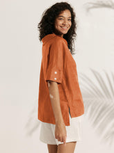 Load image into Gallery viewer, Linen V Neck Short Sleeve Shirt PENNY