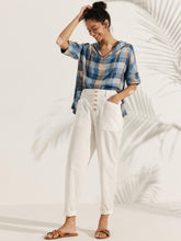Load image into Gallery viewer, Linen V Neck Short Sleeve Shirt PENNY