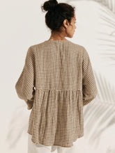 Load image into Gallery viewer, Linen Checked Long-Sleeved Top CAROLINE