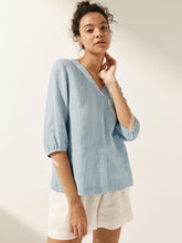 Load image into Gallery viewer, 100% Linen Puff Sleeves Top LEAH