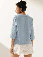 Load image into Gallery viewer, Linen Round Soft-Fold Collar Top ANAIS