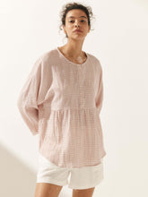 Load image into Gallery viewer, Linen Checked Long-Sleeved Top CAROLINE
