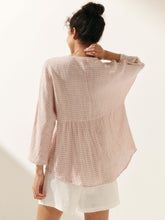 Load image into Gallery viewer, Linen Checked Long-Sleeved Top CAROLINE