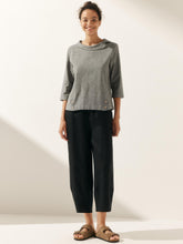 Load image into Gallery viewer, Linen Gingham Checked Round Soft-Fold Collar Top LAURA
