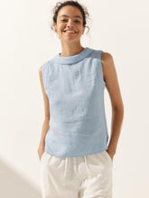 Load image into Gallery viewer, 100% Linen Draped Collar Tank Top JACQUELINE