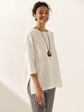 Load image into Gallery viewer, Linen White Boat Neck Oversized Top AVA