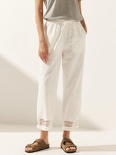 Load image into Gallery viewer, Linen Hollow Lace Stitching Elastic Waist Ankle Length Pants RITA