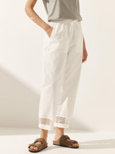 Load image into Gallery viewer, Linen Hollow Lace Stitching Elastic Waist Ankle Length Pants RITA
