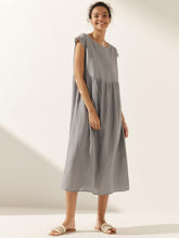 Load image into Gallery viewer, 100% Linen Cap Sleeve Washed Maxi Dress JOAN
