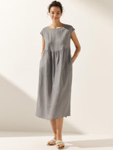 Load image into Gallery viewer, 100% Linen Cap Sleeve Washed Maxi Dress JOAN