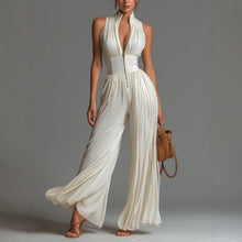 Load image into Gallery viewer, Pleated Wide-Leg Jumpsuit for Women – Sleeveless High-Waist Minimalist Long Jumpsuit