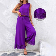 Load image into Gallery viewer, Women's Resort-Style Hollow-Out Tank Top & Pants Set – 2-Piece with Pockets