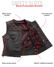 Load image into Gallery viewer, Bonnie - Women's Motorcycle Leather Vest - Diamond Quilt