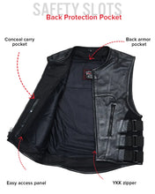 Load image into Gallery viewer, Commando Men's Leather Swat Style Motorcycle Vest