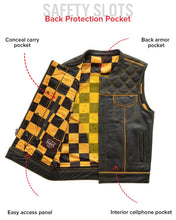 Load image into Gallery viewer, Finish Line - Gold Checker - Men's Motorcycle Leather Vest
