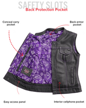 Load image into Gallery viewer, Jessica Women's Motorcycle Leather Vest - Purple - Limited Edition