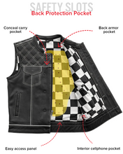 Load image into Gallery viewer, Finish Line - White Checker - Men's Motorcycle Leather Vest