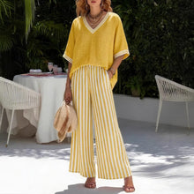 Load image into Gallery viewer, Women's Striped Tunic Top & Casual Trousers Two-Piece Set