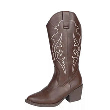 Load image into Gallery viewer, Brown Western Embroidered : Mid-Calf Boots