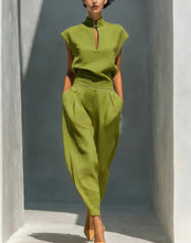 Load image into Gallery viewer, Women's Chinese-Style Satin Short-Sleeve Top & Pants Set