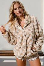Load image into Gallery viewer, Double Take Checkered Long Sleeve Fuzzy Jacket Cozy & Trendy Outerwear For Women