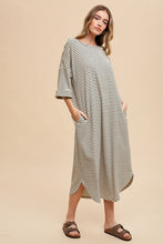 Load image into Gallery viewer, Striped Round Neck Midi Dress Soft & Stylish Classic Design Long Dress