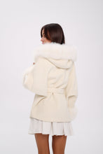 Load image into Gallery viewer, Genuine Polar Fox Fur Wool Hooded Coat