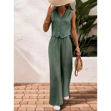 Load image into Gallery viewer, Women’s crop vest blazer wide leg pants set