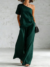 Load image into Gallery viewer, Women's Wide-Leg Pants & Top Set – 2-Piece Three-Quarter Sleeve Outfit