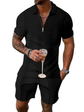 Load image into Gallery viewer, Men's Plus Size Zip Up Short Sleeve Top and Shorts Set