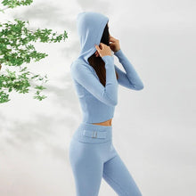 Load image into Gallery viewer, Hoodie Suit Women Leisure Sexy Zip Long Sleeve Sweater And High Waist Long Pants Set