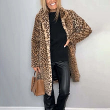 Load image into Gallery viewer, Leopard Print Plush Jacket — Cozy Loose-Fit Mid-Length Outwear