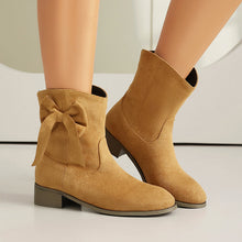Load image into Gallery viewer, Low Heel Suede Large Size Sweet Bow Casual Boots