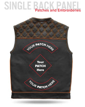 Load image into Gallery viewer, Finish Line - Orange Checker - Men's Motorcycle Leather Vest