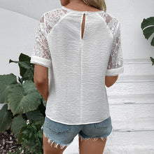 Load image into Gallery viewer, Women’s Lace Trim Casual Blouse Shirt