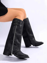 Load image into Gallery viewer, Trendy Black Leather Boots With Zipper