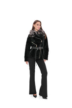 Load image into Gallery viewer, Bari Genuine Astrakhan Silver Fox Trim Coat