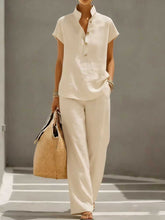 Load image into Gallery viewer, Cardigan & Short Sleeve Top + Pants Three-Piece Set – Solid Color Casual Lounge