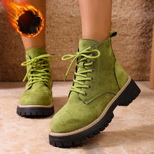 Load image into Gallery viewer, Women’s Lace-Up Suede Fleece-Lined Ankle Boots | Cozy Winter Boots