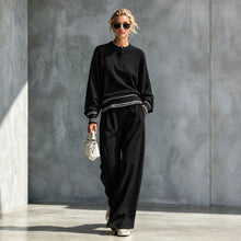 Load image into Gallery viewer, Women's Striped-Trim Henley Top & Wide-Leg Pants Set