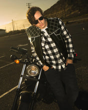 Load image into Gallery viewer, Finish Line - White Checker - Men's Motorcycle Leather Vest