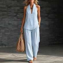 Load image into Gallery viewer, Women's Striped Sleeveless Top & Wide-Leg Pants Set – Fashionable 2-Piece
