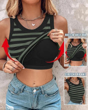 Load image into Gallery viewer, Women's Slim Striped Vest with Bralette – Chic Sleeveless Tank Top