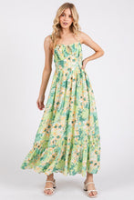 Load image into Gallery viewer, New Summer Floral Smocked Back Ruffled Hem Maxi Cami Dress – Bohemian Elegance, Feminine, Flowy, Comfortable, Effortlessly Chic