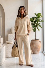 Load image into Gallery viewer, Women's Button-Neck Hoodie & Wide-Leg Pants Set